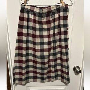 Vintage City Square Plaid A-Line Skirt - Red and Navy - size 13/14 READ